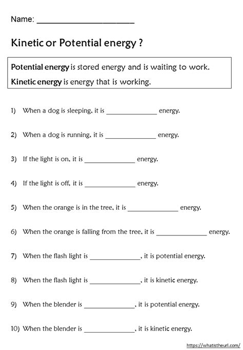Potential Or Kinetic Energy Worksheet Worksheets Potential Vs Kinetic Energy Worksheet Answers - Potential Vs Kinetic Energy Worksheet Answers