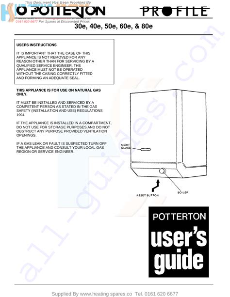 Read Potterton Boiler User Guide 