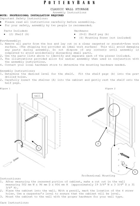 Pottery Barn Assembly Instructions