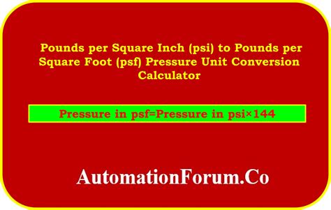 Pounds Per Square Inch