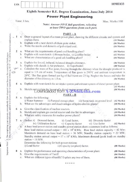 Power Engineering Question Paper For Diploma Mechanical