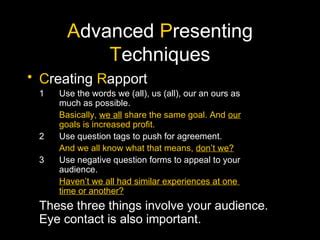 Power Point Advanced Presentation Techniques