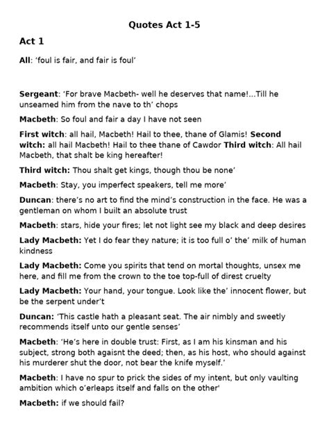 Power Quotes In Macbeth Pdf Swwatchz