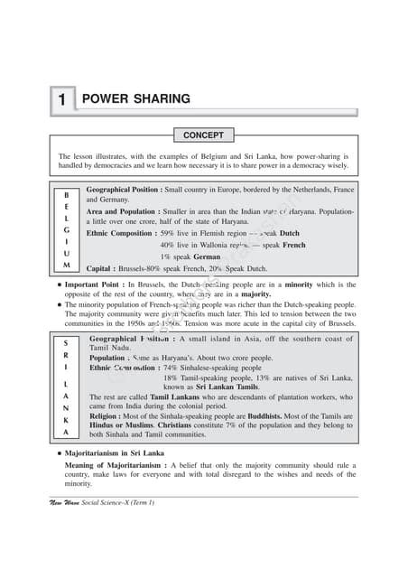 Power Sharing Class 10 Pdf