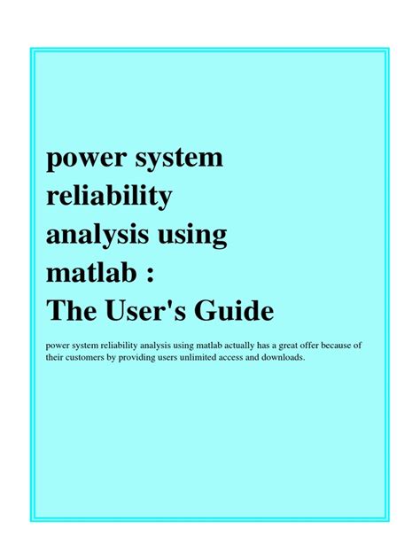 Power System Reliability Analysis Using Matlab