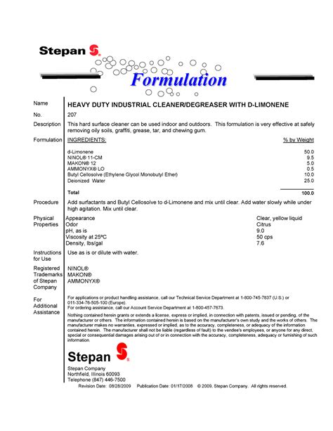 Read Power Clean Degreaser Formulation Guide 