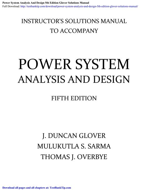 Read Power System Analysis Design 4Th Edition Solution Manual 