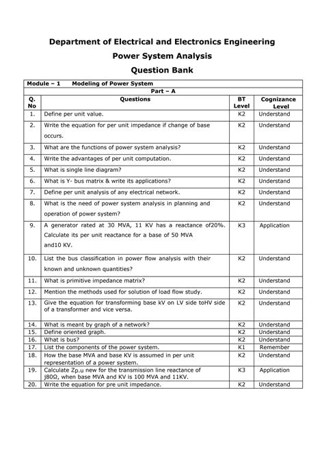 Full Download Power System Analysis Question Bank With Answers 