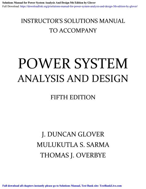 Read Online Power Systems Analysis And Design Solution Manual 