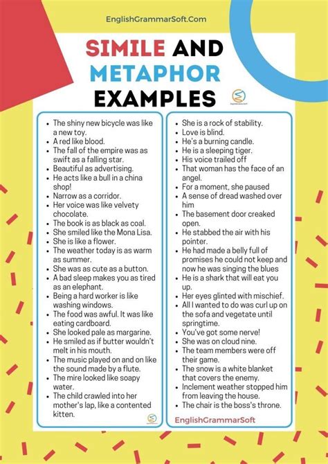 Powerful Examples Of Similes And Metaphors To Improve Writing Similes And Metaphors - Writing Similes And Metaphors