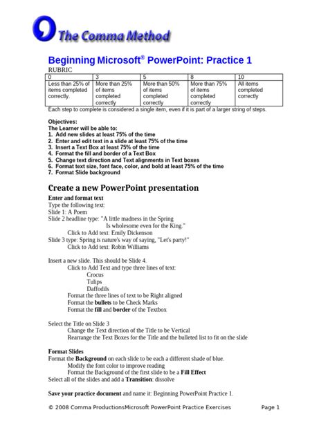 powerpoint practice actvities