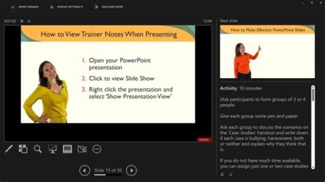 powerpoint slide show notes