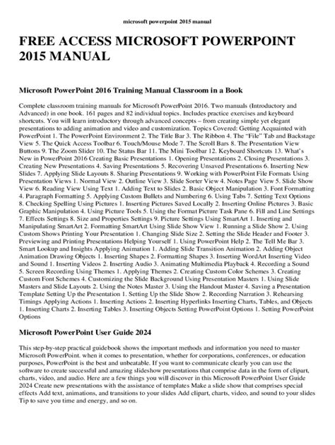 Read Powerpoint 2015 Manual 