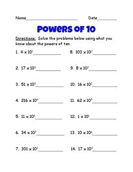 Powers Of Ten Worksheets Powers Of 10 Worksheet - Powers Of 10 Worksheet