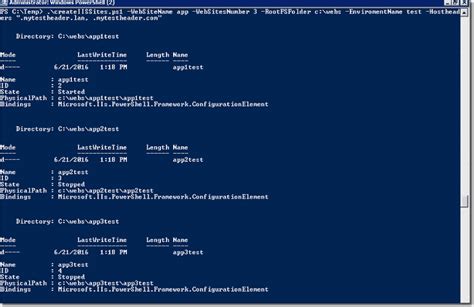 powershell script to create iis website