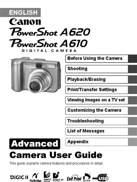 Powershot A620 A610 Camera User Guide Advanced 佳能 Canon Powershot A620 User Manual Pdf - Canon Powershot A620 User Manual Pdf