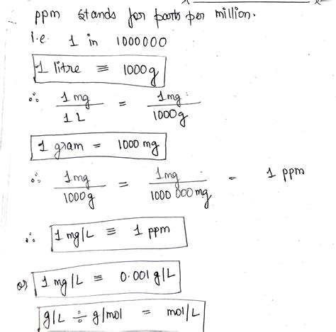 ppm to mg/l Concentration conversion.