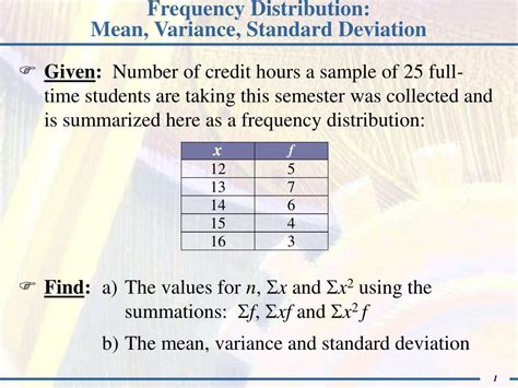 ppt frequency distribution mean variance standard deviation FindSource