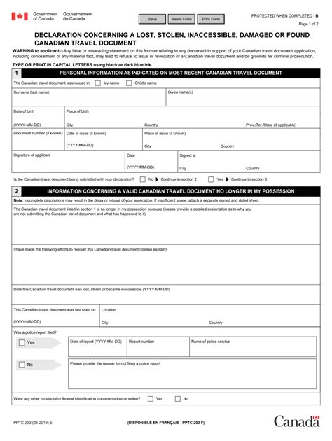Pptc 203 E Declaration Concerning A Lost Stolen