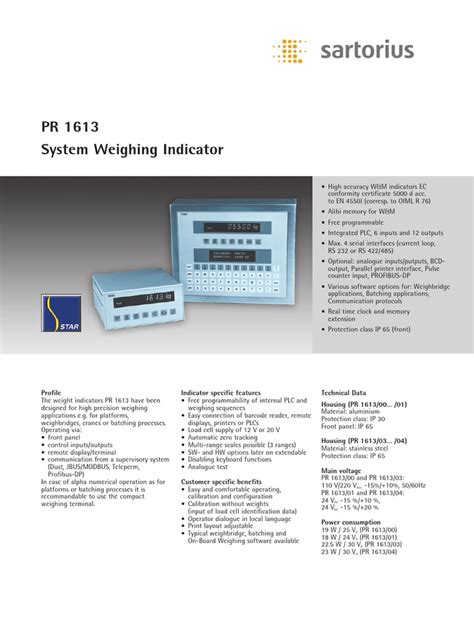 pr 1613 system weighing indicator wesico
