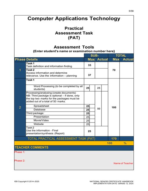 Practical Assessment Task Computer Applications Technology