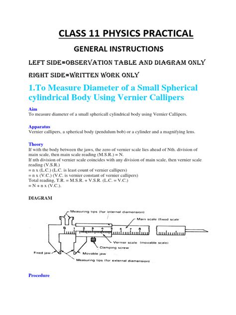 Practical Class 11 Physics