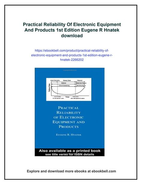 Practical Reliability Of Electronic Equipment And Products Electrical Engineering And Electronics