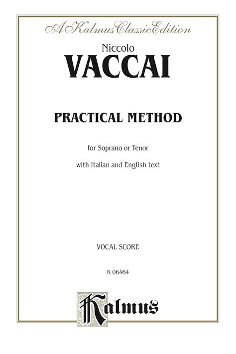 Practical Vocal Method Vaccai High Voice Soprano Tenor