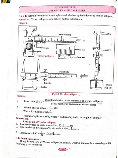 Practicals Readings Of Physics Experiments Class 12