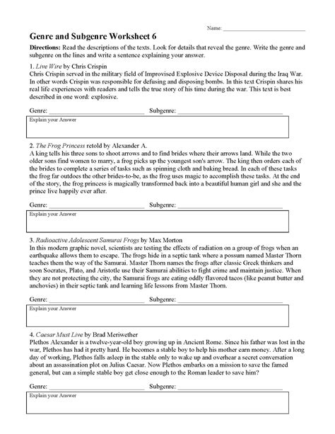 Practice 30 Easily Genre Worksheets 4th Grade Simple 4th Grade Printable Worksheet Genres - 4th Grade Printable Worksheet Genres