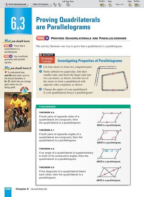 Practice 6 3 Proving That A Quadrilateral Is Parallelogram Answers