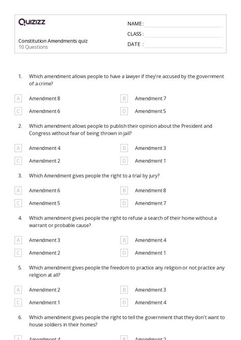 Practice 8th Amendment Quiz