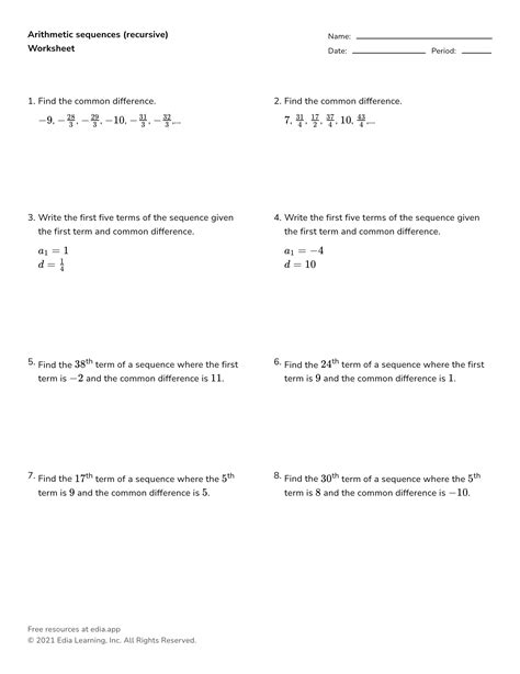 practice b arithmetic sequences and series answers