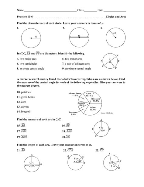 practice circles and arcs answer key
