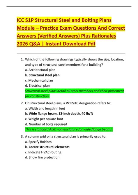 practice exam for icc structural steel exam