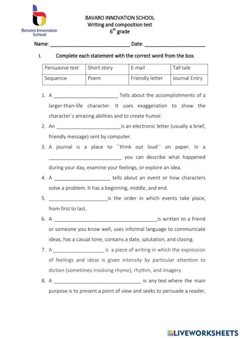 Practice Fcat Writing 6th Grade