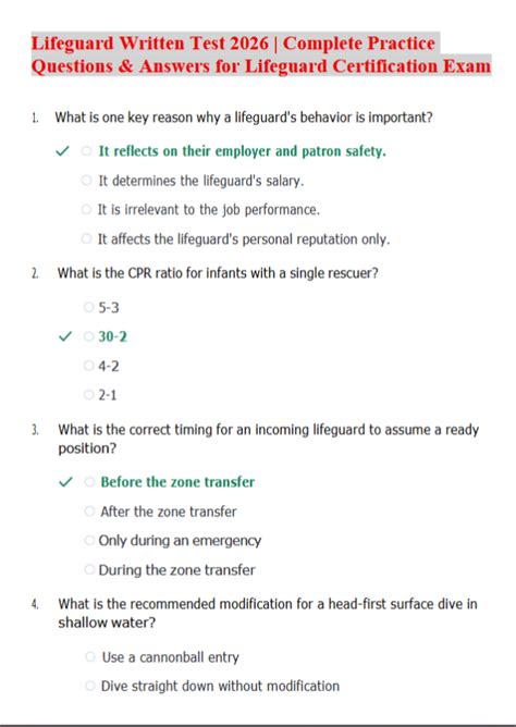 Practice Lifeguard Written Test