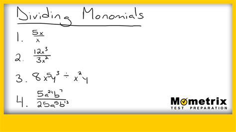 Practice Masters Dividing Monomials