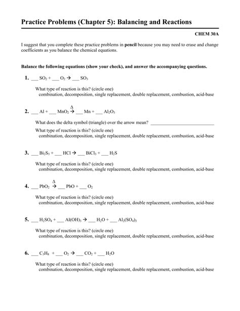 Practice Problems Chapter 5 Balancing And Reactions Pdf Combination And Decomposition Reactions Worksheet - Combination And Decomposition Reactions Worksheet