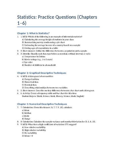 Practice Questions For Chapters 1 And 2