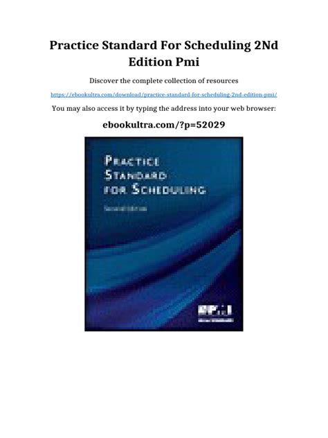Practice Standard For Scheduling 2nd Edition