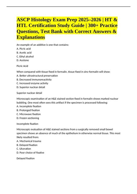 Practice Test Ascp Histology Certification