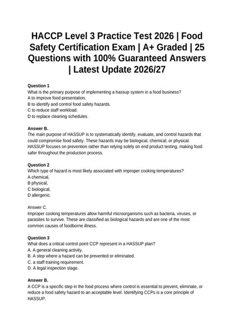 Practice Test For Haccp Exam
