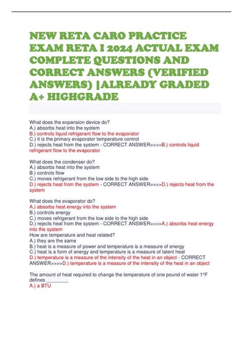 practice test questions for reta caro test