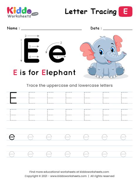 Practice Tracing The Letter E Kiddo School Writing The Letter E - Writing The Letter E