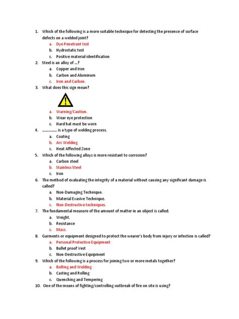 Practice Welding Aptitude Test