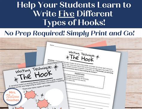 Practice Writing Hooks Worksheet   How To Write Hooks Mrs Nelson Teaches - Practice Writing Hooks Worksheet