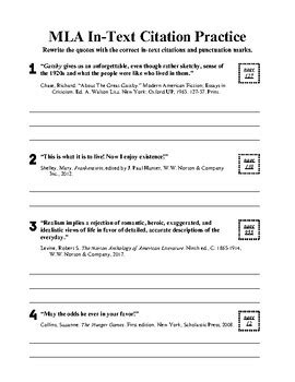 Practice Writing Mla Citations With Answer Key