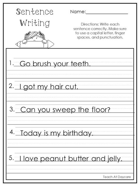 Practice Writing Sentences Worksheet   Writing Sentences Worksheets - Practice Writing Sentences Worksheet