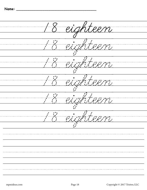 Practice Writing The Number Eighteen Number Worksheets All Number 18 Worksheets For Preschool - Number 18 Worksheets For Preschool
